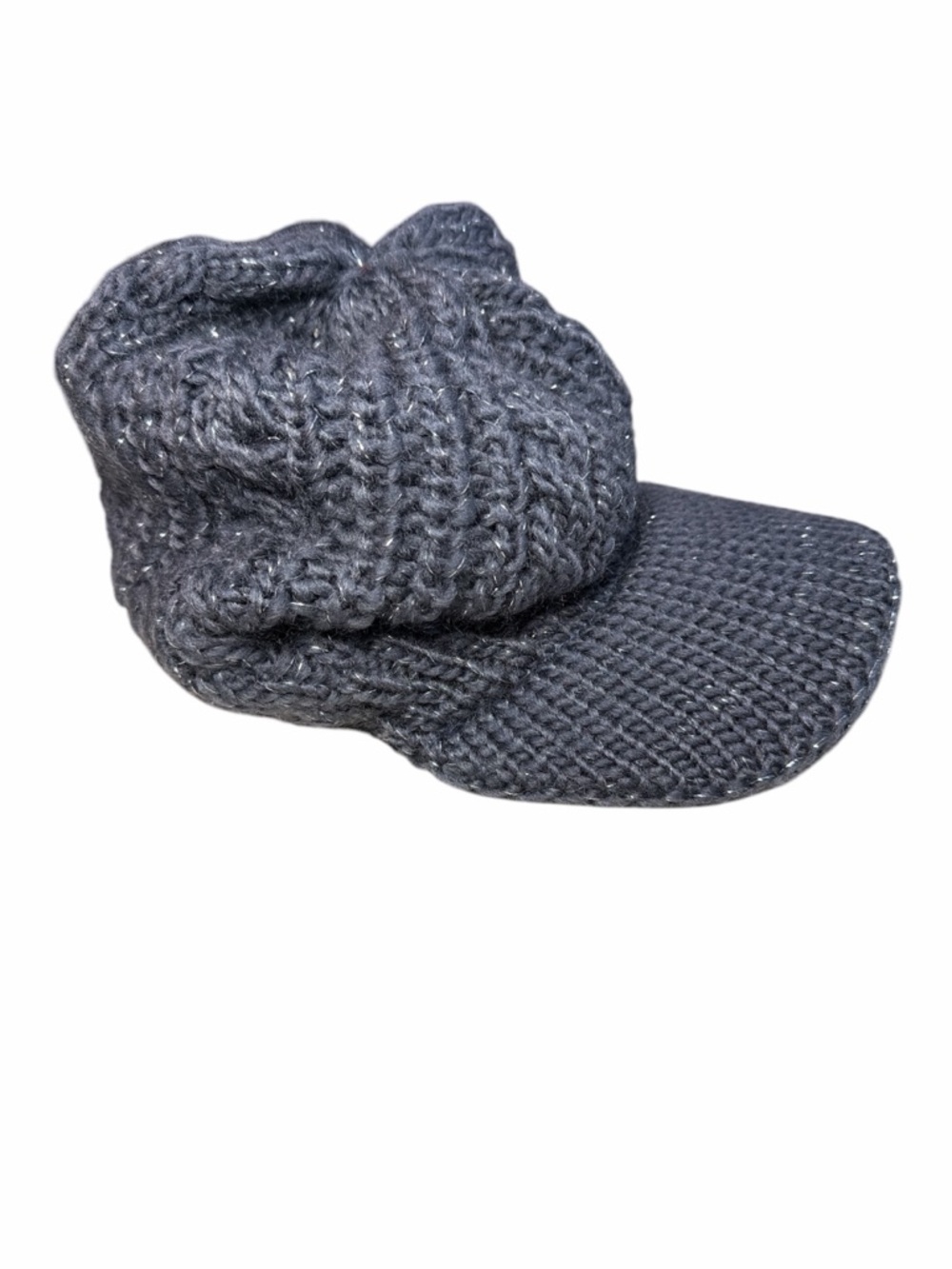 Gold Coast Chunky Knit Slouchy Cap in Charcoal & Silver